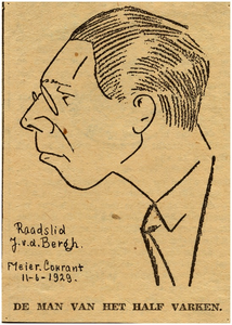 23686 Caricatuur uit krant van het raadslid van J.v.d. Bergh, 11-06-1929