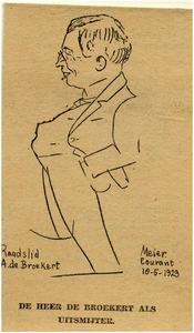 23700 Caricatuur van het raadslid A. de Broekert, 1929