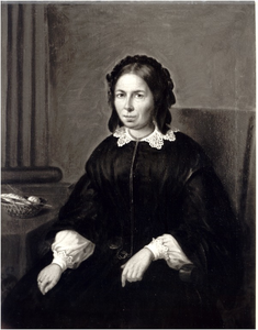23701 Geschilderd portret van Maria Allegonda van den Broek echtgenote van Petrus van den Heuvel, 1840 - 1860