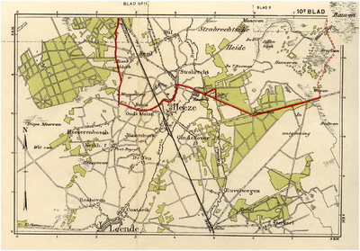 23806 Wandelkaartje met route in de omgeving Heeze, 1930