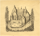 23877 Reconstructietekening van het kasteel van Eindhoven naar de prent van Frans Hogenberg, 1887
