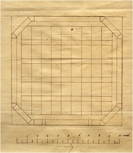 23892 Plattegrond van het ontwerp van een theehuisje, 1750 - 1800