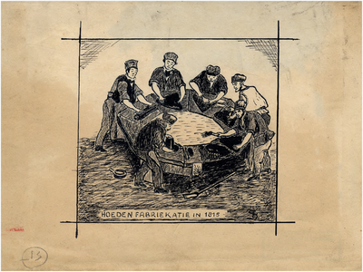 23904 Illustratie bij artikel over het maken van hoeden in 1815, 1815