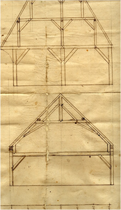 23908 Ontwerp balkenconstructie van een woonhuis, 1750 - 1800