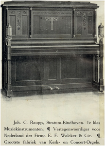 23943 Reclame voor muziekinstrumentenhandel Joh. C. Raupp, 1910 - 1920