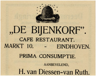 23950 Reclame voor café restaurant De Bijenkorf , 1910 - 1920