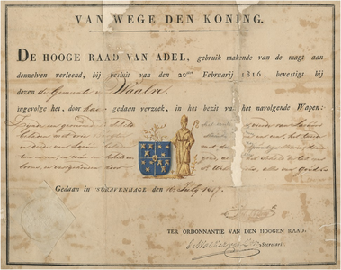 24008 Diploma van het gemeentewapen van Waalre, 16-07-1817