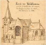 24020 Retrospectieve pentekening van de oude kerk van Veldhoven, 1815 - 1833