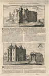 24298 Twee prenten op een bladzijde. De ruïnes van het kasteel Cranendonck, en het kasteel van Deurne, 1700 - 1735