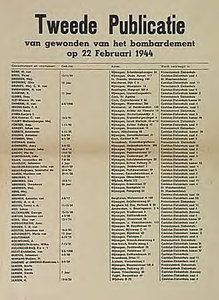 30036 Publicatie van namen van gewonden van bombardement, 22-02-1944