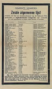 30039 Publicatie van namen van doden van bombardement, 22-02-1944