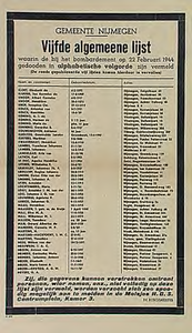 30040 Publicatie van namen van doden van bombardement, 22-02-1944