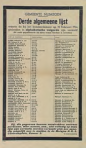 30041 Publicatie van namen van doden van bombardement, 22-02-1944