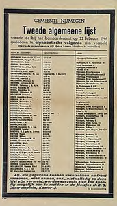 30043 Publicatie van namen van doden van bombardement, 1944