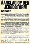 30085 Aanslag Jeugdstormkwartier en oproep tot medewerking aan wederopbouw, 1943