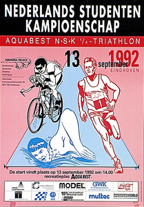 30128 Nederlands Studenten Kampioenschap Triathlon bij recreatieplas Aqua Best, 13-09-1992