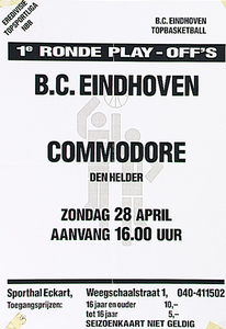 30150 1e ronde Play-Off's NBB B.C. Eindhoven - Commodore Den Helder in Sporthal Eckart, 28-04-1991