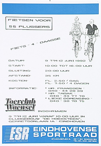 30185 Fietsvierdaagse voor 55 plussers, georganiseerd door Toerclub Woensel, start bij clubgebouw De Hoeksteen , ...