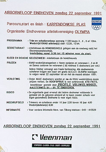 30202 Airborneloop Eindhoven aan de Karpendonkse Plas, georganiseerd door Eindhovense atletiekvereniging Olympia, 22-09-1991