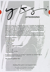 30231 Uitnodiging voor de opening van de expositie met als thema Breekbaar in Galerie Yksi, 17-09-1994 - 11-11-1994