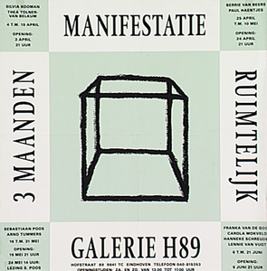 30241 3 Maanden Ruimtelijk Manifestatie in Galerie H89, 04-04-1992 - 21-06-1992