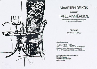 30258 Expositie schilderijen en tekeningen van Maarten de Kok in Kunstwinkel Leo Steinhauzer, 25-02-1993 - 27-03-1993