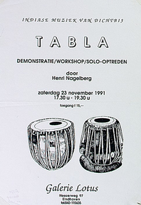 30286 Demonstratie Indiase muziek in Galerie Lotus, 23-11-1991