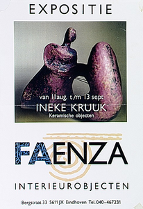 30291 Expositie keramische objecten in galerie Faenza, 11-08-1992 - 13-09-1992