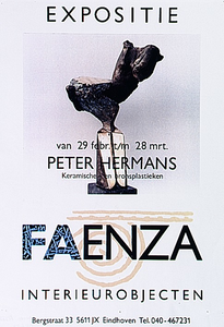 30294 Expositie keramische- en bronsplastieken in galerie Faenza, 29-02-1992 - 28-03-1992