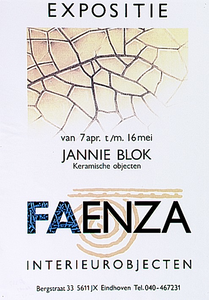 30295 Expositie keramische objecten in galerie Faenza, 07-04-1992 - 16-05-1992