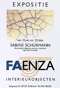 30296 Expositie keramische objecten met een archaïsch figuratief karakter in gelerie Faenza, 15-01-1992 - 22-02-1992