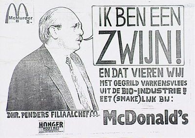 30353 Verantwoord voedsel protest tegen junkfood van hamburger keten Mc. Donalds, 1990