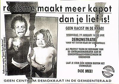 30379 Demonstratie tegen racisme vanaf het station naar het gemeentehuis, 19-01-1994