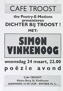 30506 Poëzie avond in café Troost gepresenteerd door the Poetry-E-Motions, 24-03-1992