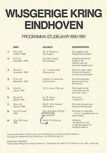 30538 Programma voordrachten wijsgerige kring in Hogeschool Eindhoven, 23-10-0990 - 26-03-1991