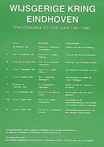 30539 Programma voordrachten wijsgerige kring in Hogeschool Eindhoven, 29-10-1991 - 31-03-1992