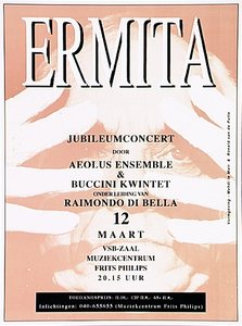 30749 Jubileumconcert door Aeolus Ensemble & Buccini Kwintet in VSB-zaal van Muziekcentrum Frits Philips, 12-03-1995
