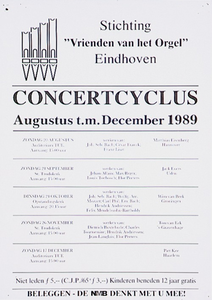 30751 Concertcyclus Stichting Vrienden van het Orgel , 20-08-1989 - 17-12-1989