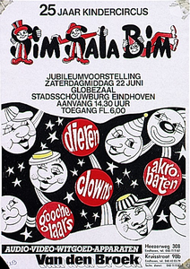30852 Jubileumvoorstelling van kindercicus Sim Sala Bim in de Globezaal van de Stadsschouwburg, 22-06-1991