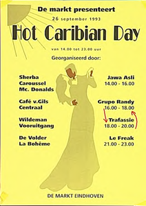 30894 Hot Caribian Day georganiseerd door verschillende cafes op de Markt in Eindhoven, 26-09-1993