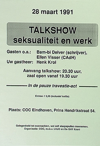 30949 Talkshow over seksualiteit en werk bij COC Eindhoven, 28-03-1991