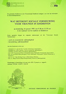 31054 Informatie- en discussiebijeenkomst door de gemeente Eindhoven en de Vrouwenraad Eindhoven in de raadzaal van het ...