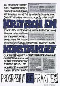 31336 Affiche Progressieve Fraktie voor de studentenverkiezingen TU Eindhoven, 1991