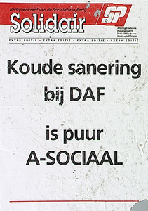 31408 Protest-aktie van Socialistiese Partij (SP) tegen de sluiting na het faillisement van de DAF, 1992