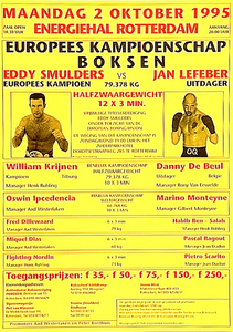 31642 EK Boksen met o.a. Eddy Smulders als titelverdediger tegen uitdager Jan Lefeber in Energiehal te Rotterdam, 02-10-1995