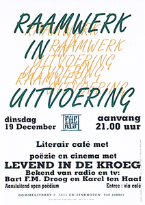 31673 Literair café met poëzie en cinema bij de Effenaar door Raamwerk, 19-12-1995