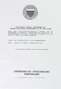 31677 Lezing voor de Heemkundige Studiekring Kempenland in het Stadspaviljoen in het Stadswandelpark, 30-10-1995