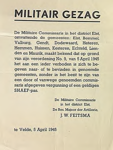 31729 Verordening van het Militair Gezag aangaande verblijfsvergunning, 05-04-1945