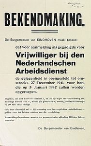 32068 Aanmelding voor vrijwilligers arbeidsdienst, 1941