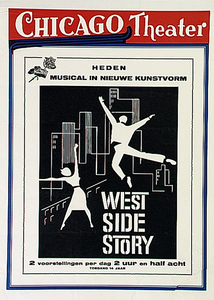32069 Aankondiging van film West Side Storey in Chigaco Theater, 1963